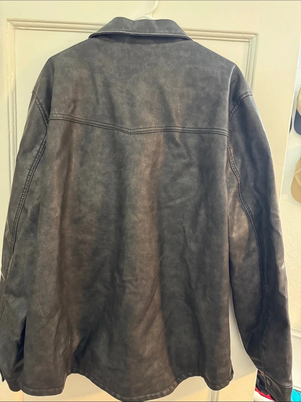 Levi's Men's Distressed Dark Brown Faux-Leather Shirt Jacket